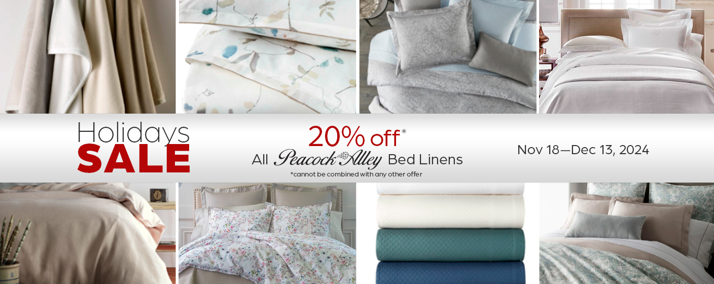 Nov 18 to Dec 13, 2024 save on Peacock Alley bed linens